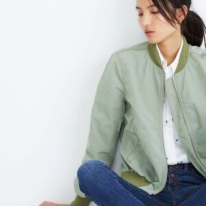 Madewell side zip bomber size small in green
